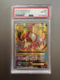 2016 POKEMON XY EVOLUTIONS #105 FULL ART/M PIDGEOT EX PSA 8 - Image 1