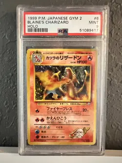 1999 Pokemon Gym Challenge 2 - #6 Blaine's Charizard Holo (Japanese) PSA 9 - Image 1