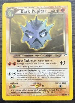 Dark Pupitar 38/105 Pokemon TCG WOTC Neo Destiny Uncommon Heavily Played HP - Image 1