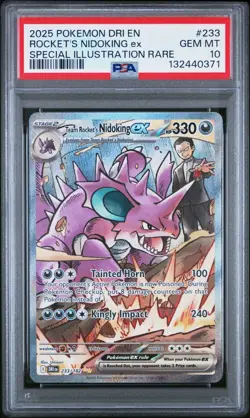 2025 Pokemon Team Rocket's Nidoking ex Special Illustration Rare 233/182 PSA 10 - Image 1