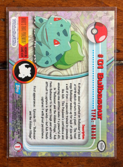 1999 Topps Pokemon Bulbasaur #01 TV Animation 1st Print Blue Logo Non Holo - Image 2