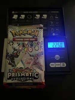 22.50g VERY HEAVY Prismatic Evolutions Pokemon Sealed Booster Pack New - Image 1