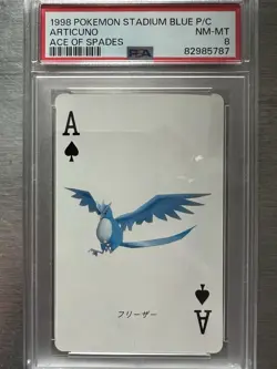 1998 Pokemon Stadium Blue Poker Card Articuno Ace Of Spades PSA 8🔥INVEST🔥📈 - Image 1