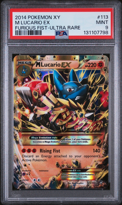 MEGA LUCARIO EX ULTRA RARE POKEMON XY FURIOUS FISTS 2014 PSA 9 - Image 1
