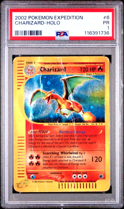 PSA 1 PR 2002 Expedition Charizard Holo Foil 6/165 E-Reader Series Pokemon WOTC - Image 1