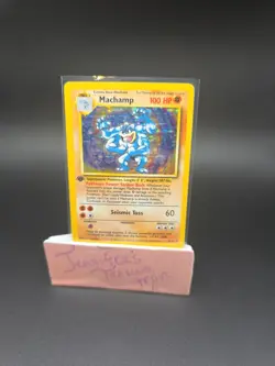 Machamp 8/102 1st Edition Rare Holo Vintage Pokemon Card Base Deck Exclusive - Image 1