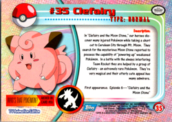 Topps Pokemon Clefairy #35 TV Animation Edition Non Holo Blue Logo 1999 NM - Image 2