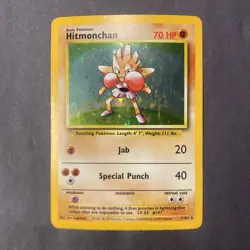 Base Set Unlimited 1999 Hitmonchan 7/102 Holo Pokemon TCG LP - Image 1