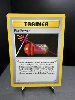 Pokemon TCG WOTC Shadowless Base Set PlusPower 84/102 Uncommon Trainer LP Dent - Image 1