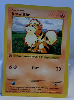 Growlithe 28/102 1st Edition Base Set WOTC Vintage Pokemon Near Mint or better - Image 1