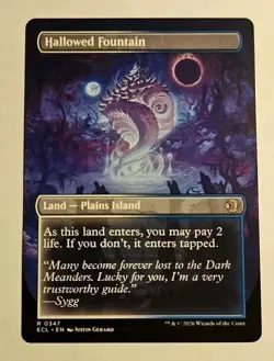 MTG Hallowed Fountain #0347 BORDERLESS Shock Land Lorwyn Eclipsed Rare ECL - Image 1