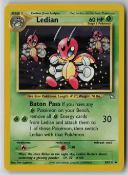 Ledian 39/111 Pokemon Neo Genesis Uncommon Heavily Played WOTC Card (HP) - Image 1