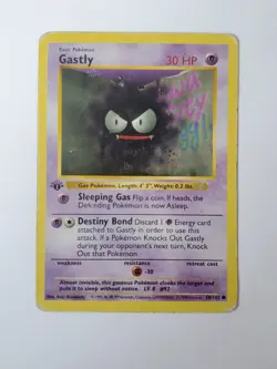 1st Edition Shadowless Gastly 50/102 Base Set Pokemon Vintage - Image 1