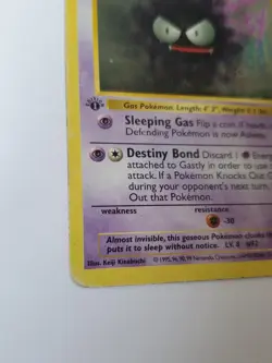 1st Edition Shadowless Gastly 50/102 Base Set Pokemon Vintage - Image 2
