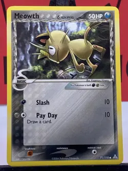 Meowth 71/110 Delta Species Regular Common Holon Phantoms Pokemon Card NM - Image 3
