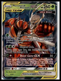 Pheromosa & Buzzwole GX Pokemon 1/214 Sm-Unbroken Bonds Holo Ultra Rare Full Art - Image 1