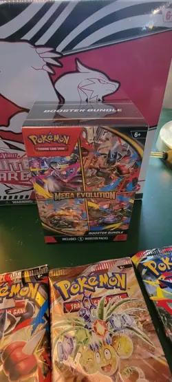 Pokemon TCG WHITE FLARE ETB, MEGA EVOLUTION BOOSTER BUNDLE, AND Extra 6 PACKS - Image 3