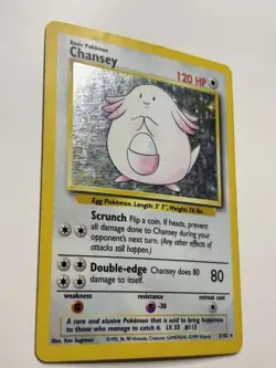 Chansey 3/102 Base Set Holo Pokemon Card MP - Image 2