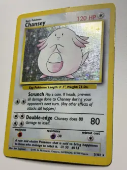 Chansey 3/102 Base Set Holo Pokemon Card MP - Image 3