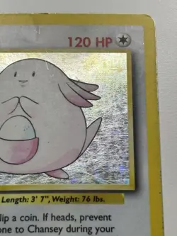 Chansey 3/102 Base Set Holo Pokemon Card MP - Image 4