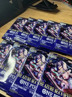 9x One Piece Card TCG OP-14 Sleeved Booster Packs Lot English DEAD PACKS Azure - Image 2