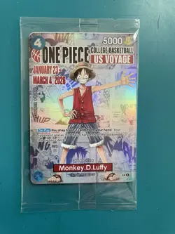 One Piece Monkey.D.Luffy College Basketball US Voyage Promo Card Sealed Rutgers - Image 1
