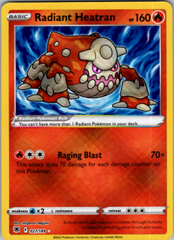 Radiant Heatran - 027/189 - Pokemon Astral Radiance Radiant Rare Card NM - Image 1