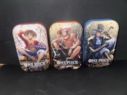 One Piece Card Game Tin Pack Set Vol. 2 Lot of 3 Sealed Mini Tins Promo Included - Image 1