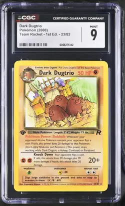 CGC 9 MINT Dark Dugtrio 2000 Team Rocket 1st Edition 23/82 Pokemon Card - Image 1