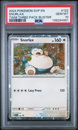 2024 POKEMON SVP EN-SV BLACK STAR PROMO #122 SNORLAX PSA 10 - Image 2