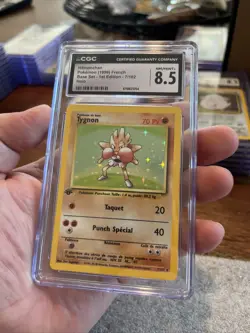 Pokemon French Base Set 1st Edition Hitmonchan Tygnon CGC 8.5 - Image 1