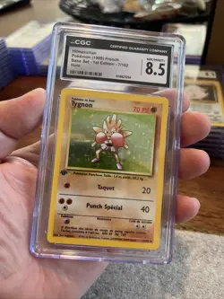 Pokemon French Base Set 1st Edition Hitmonchan Tygnon CGC 8.5 - Image 2