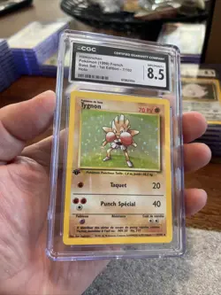 Pokemon French Base Set 1st Edition Hitmonchan Tygnon CGC 8.5 - Image 3