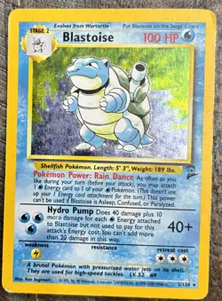 2000 Pokemon Blastoise Base Set 2 Holo 2/130 - Image 1