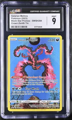 2023 Pokemon Galarian Moltres Crown Zenith Tin Promo SWSH284 CGC MINT 9 - Image 1