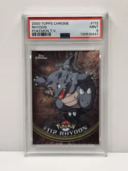2000 TOPPS CHROME RHYDON POKEMON T.V. #112 MINT PSA 9 - Image 1