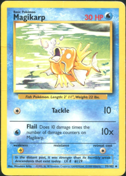 Pokemon Magikarp 35/102 Base Set Pokemon TCG 1998 HP - Image 1