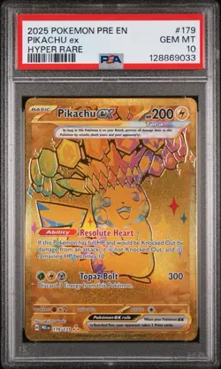 2025 Pokemon Pre En Pickachu EX Hyper Rare 179/131 PSA 10 - Image 1