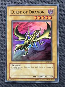 Yugioh Curse of Dragon Unlimited Edition Super Rare LOB-066 LP - Image 1