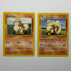 Pokemon TCG Growlithe Arcanine 2-Card Evolution Lot WOTC Vintage 1999 - Image 1
