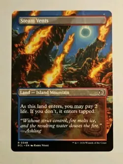 MTG Steam Vents #0348 BORDERLESS Shock Land Lorwyn Eclipsed Rare ECL Reversible - Image 1