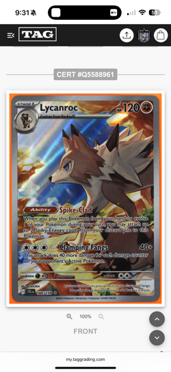 Lycanroc 166/159 Sv09: Journey Together Illustration Rare Graded TAG 10 Gem Mint - Image 3