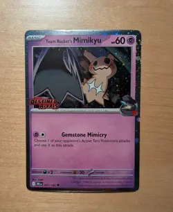 Team Rocket’s Mimikyu 087/182 Destined Rivals Prerelease Promo SEALED Pokemon - Image 1