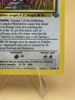 Clefable 17/64 1st Edition Jungle Non Holo Rare 1999 English Pokemon Card WoTC - Image 4