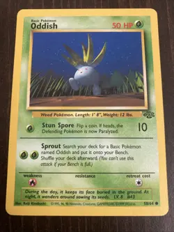 Oddish 58/64 Jungle Rare Vintage 1999 Pokemon Card Odish Odd Dish - Image 1
