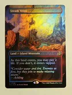 MTG Steam Vents #0348 FOIL BORDERLESS Shock Land Lorwyn Eclipsed Rare Reversible - Image 2