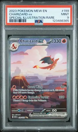 2023 Pokemon Mew EN 151 Charizard EX Special Illustration Rare #199 PSA 9 MINT - Image 1