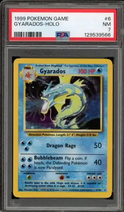 Pokemon Gyarados Base Set Unlimited #6 PSA 7 - Image 1