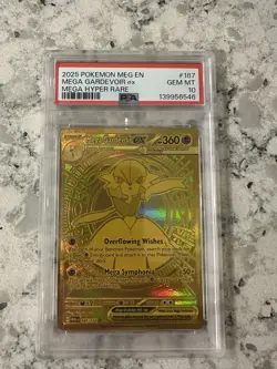 Pokemon TCG Mega Gardevoir EX Gold Hyper 187/132 Mega Evolution PSA GEM MINT 10 - Image 1