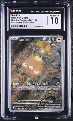 Stunfisk *CGC 10* Illustration Rare *Surging Sparks* #202 *2024* Pokemon - Image 1